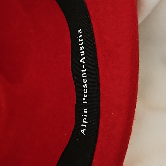 Vintage Traditional Austrian Alpine Red Tyrolean Felt Fedora Oktoberfest Hat - Picture 7 of 8